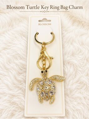 Gold Crystal Turtle Key Ring